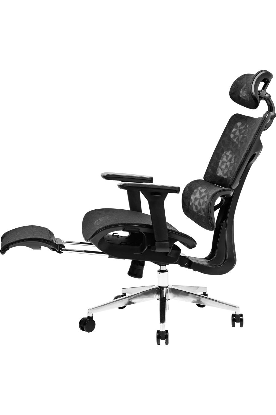 Napoli: CUSTÓ Napoli aduce confort complet cu plasă elastomerică atât pe șezut, cât și pe spătar, eliminând punctele de presiune și menținând fluxul de aer. Suportul lombar reglabil și tetiera 3D susțin poziția corectă, iar cotierele 3D se adaptează fiecărui task. Suportul extensibil pentru picioare îți oferă o poziție relaxată în timpul pauzelor, fără a părăsi biroul. Mecanismul sincron urmează mișcările naturale, reducând oboseala. Roțile din poliuretan protejează podeaua și alunecă fără zgomot. Ideal pentru proiecte maraton sau sesiuni de lucru prelungite.