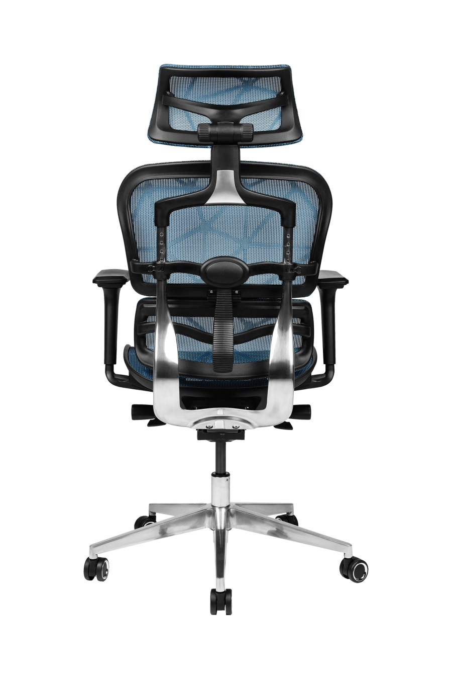 Torino: CUSTÓ Torino aduce ergonomie completă: spătar și șezut din plasă elastomerică pentru răcire constantă, spătar reglabil pe înălțime și șezut glisant pentru adâncime personalizată. Suportul lombar ajustabil reduce presiunea de pe coloană, iar tetiera 3D elimină tensiunea din zona cervicală. Cotierele 3D se adaptează tastării, prezentărilor și momentelor de relaxare. Mecanismul sincron urmărește mișcările naturale ale corpului, menținând postura corectă. Roțile din poliuretan alunecă silențios, protejând pardoseala. Finisajul albastru se potrivește spațiilor de lucru creative.